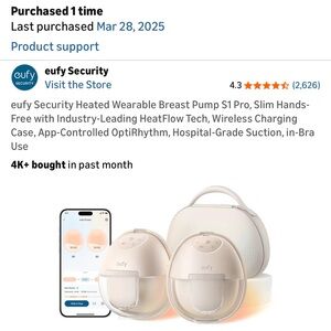 EUC Eufy S1 Pro Wearable Breast Pump with Charging Case